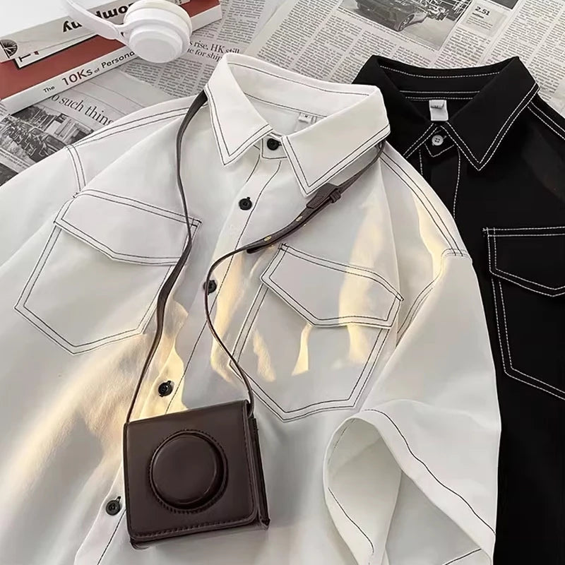 Contrast Stitch Oversized Utility Shirt