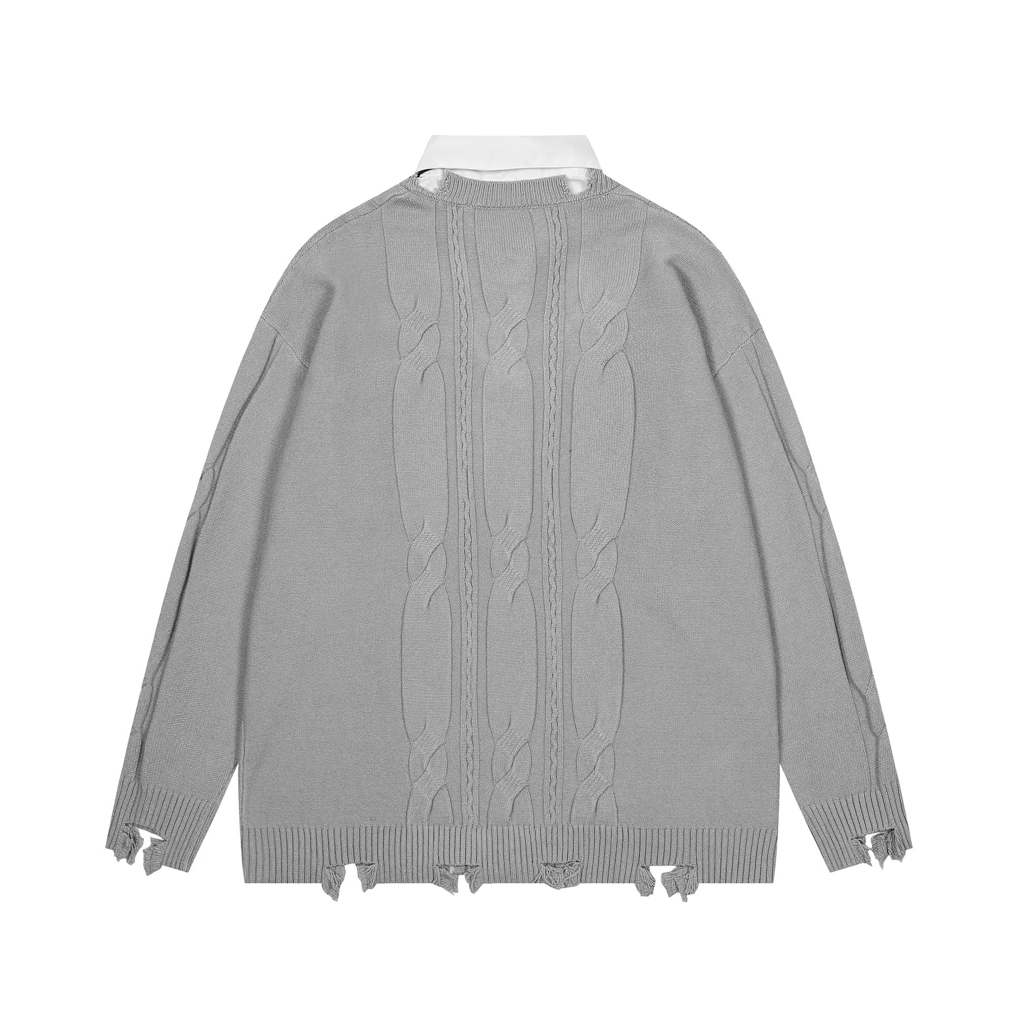 Edgy Distressed Tie Sweater