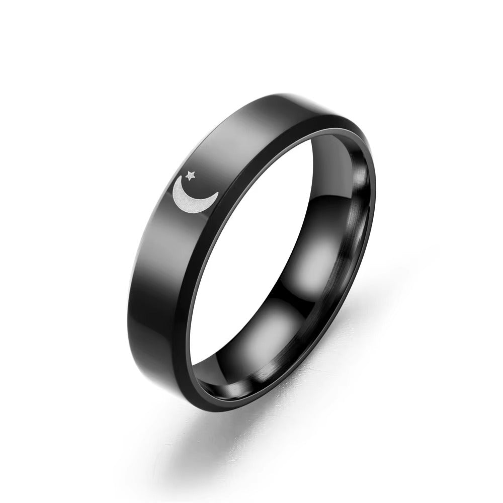 Celestial Sun and Moon Engraved Band Ring