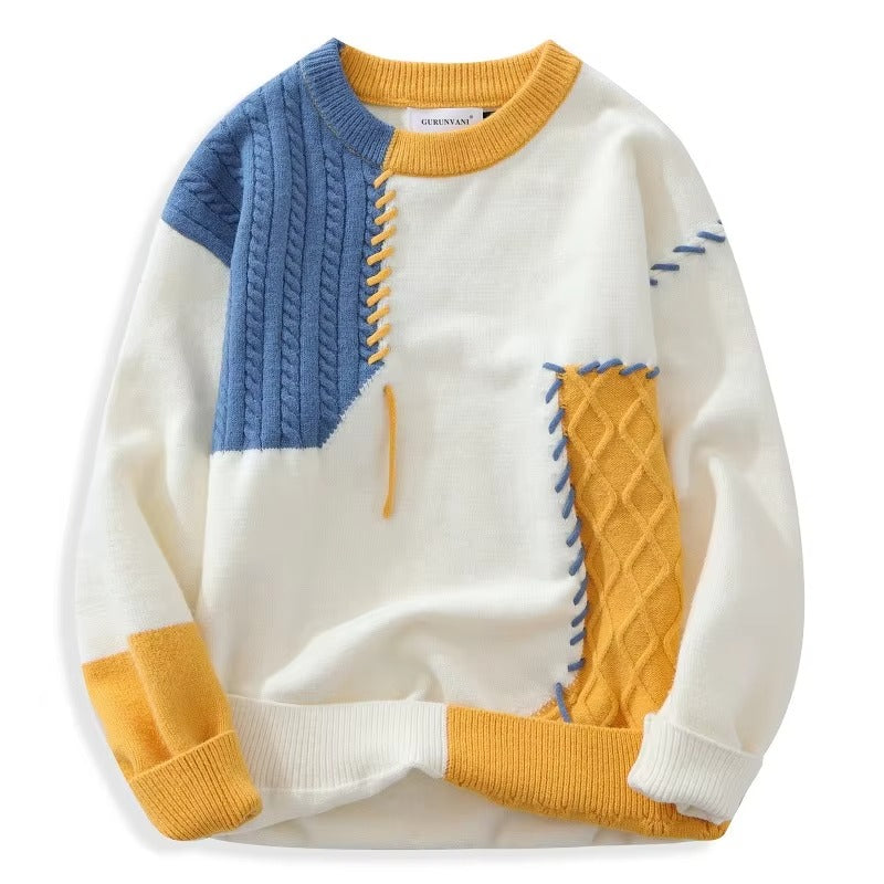 Patchwork Contrast Knit Sweater