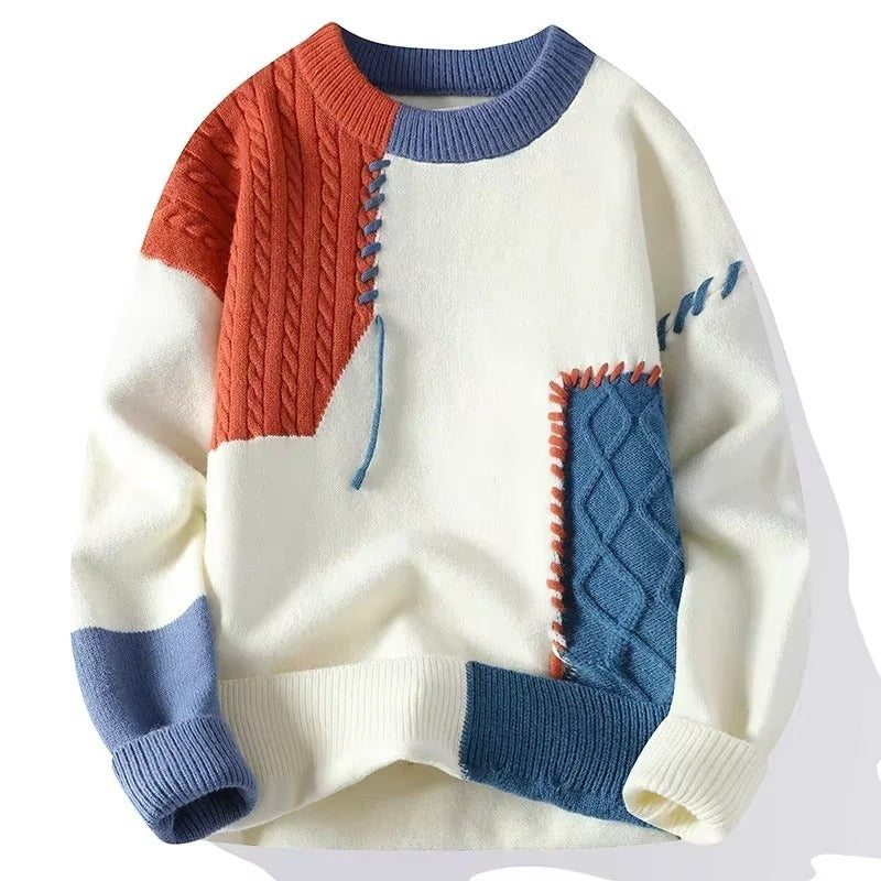 Patchwork Contrast Knit Sweater