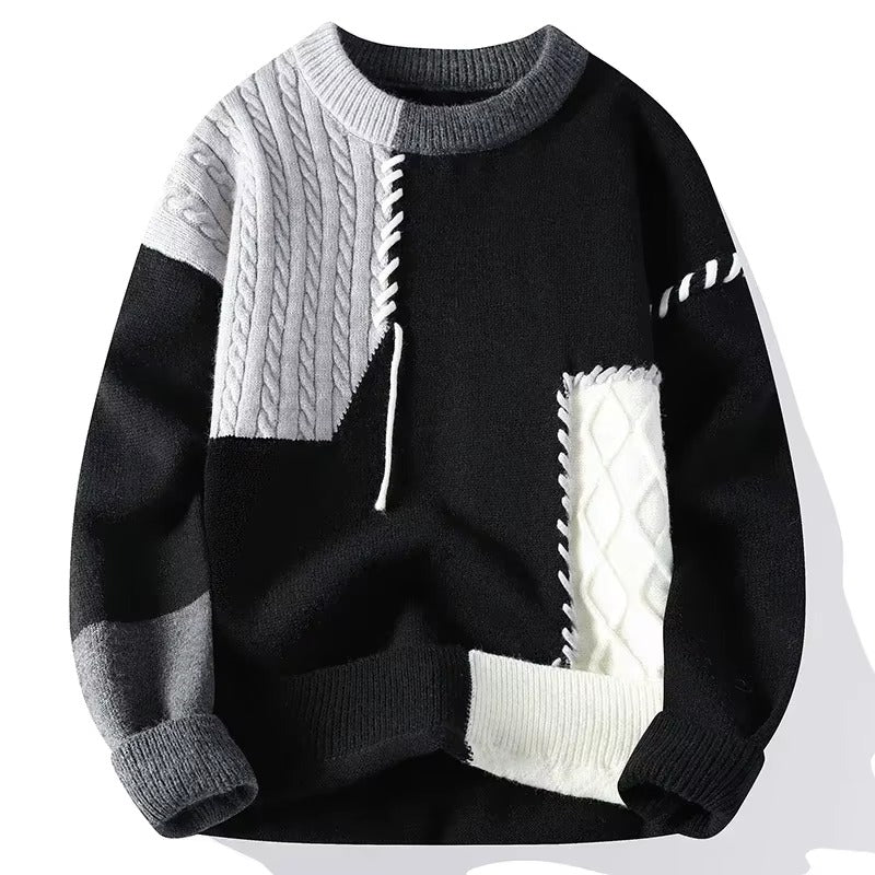 Patchwork Contrast Knit Sweater