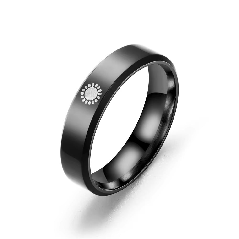 Celestial Sun and Moon Engraved Band Ring